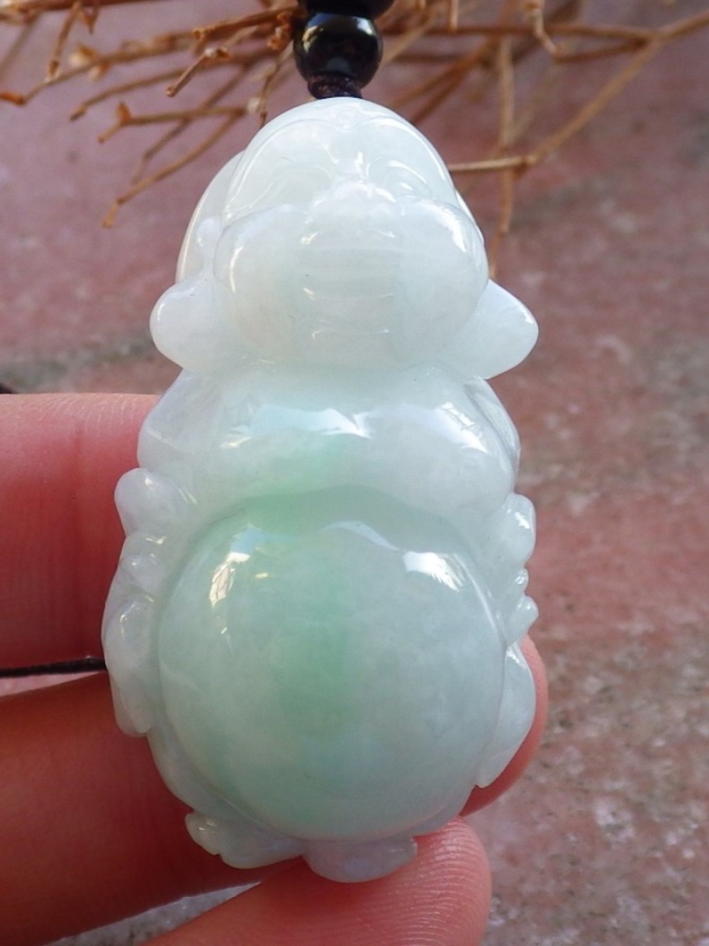 Certified Hand Carved Natural Burma A Jade jadeite Buddha God Pendant Necklace